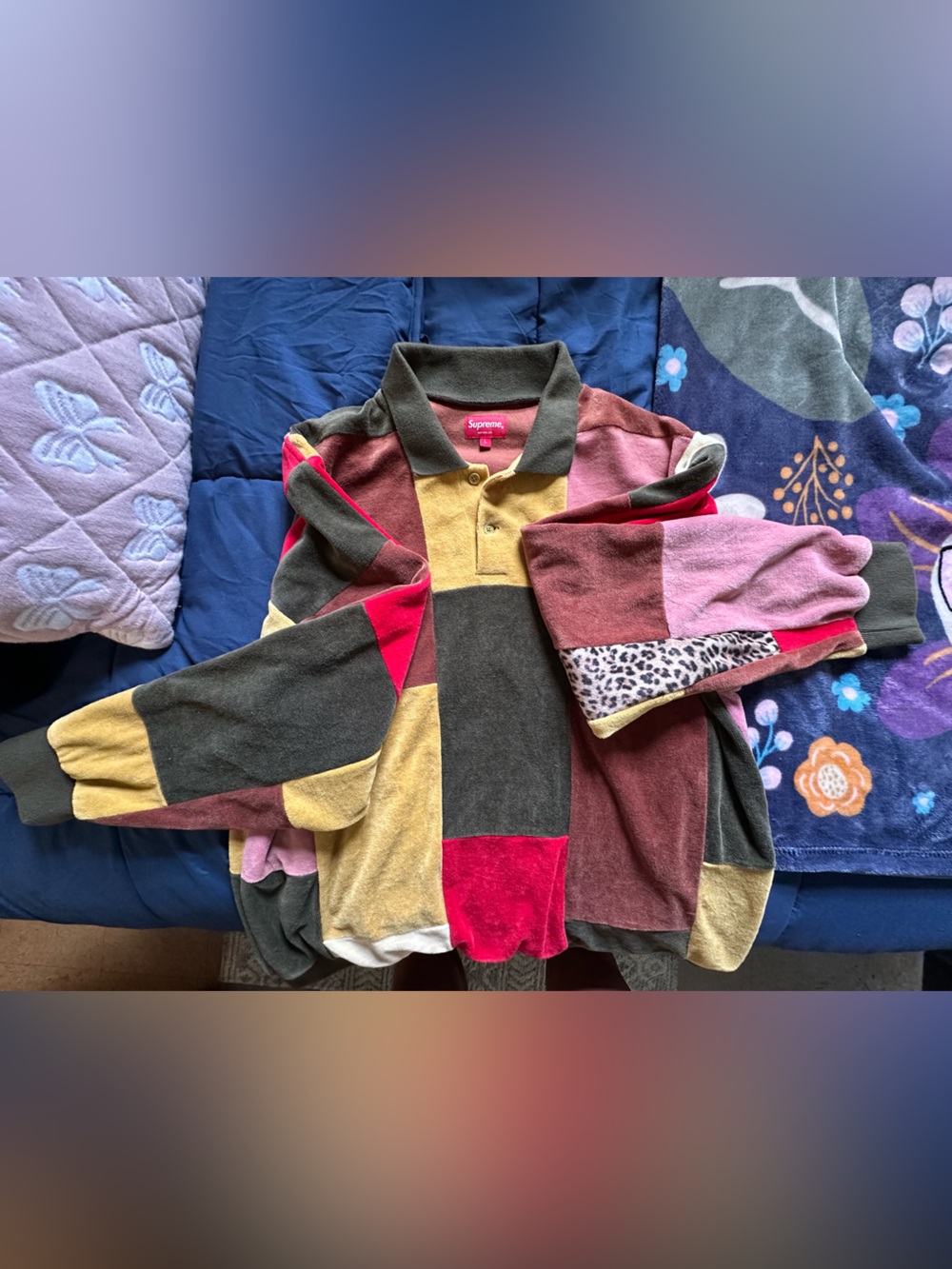 Supreme Patchwork Polo in Red, Pink, Mustard, Olive & Brown
